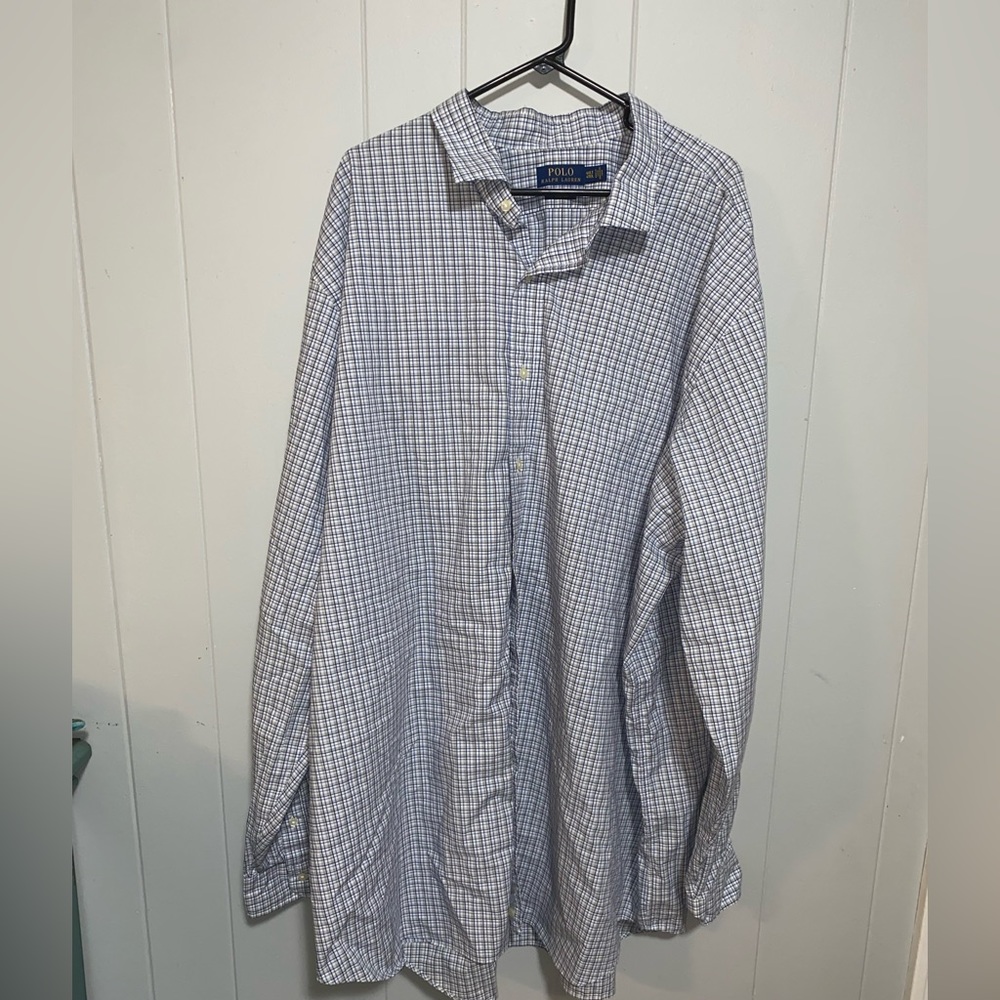 Polo by Ralph Lauren Light Blue and White Check Button-Down Shirt